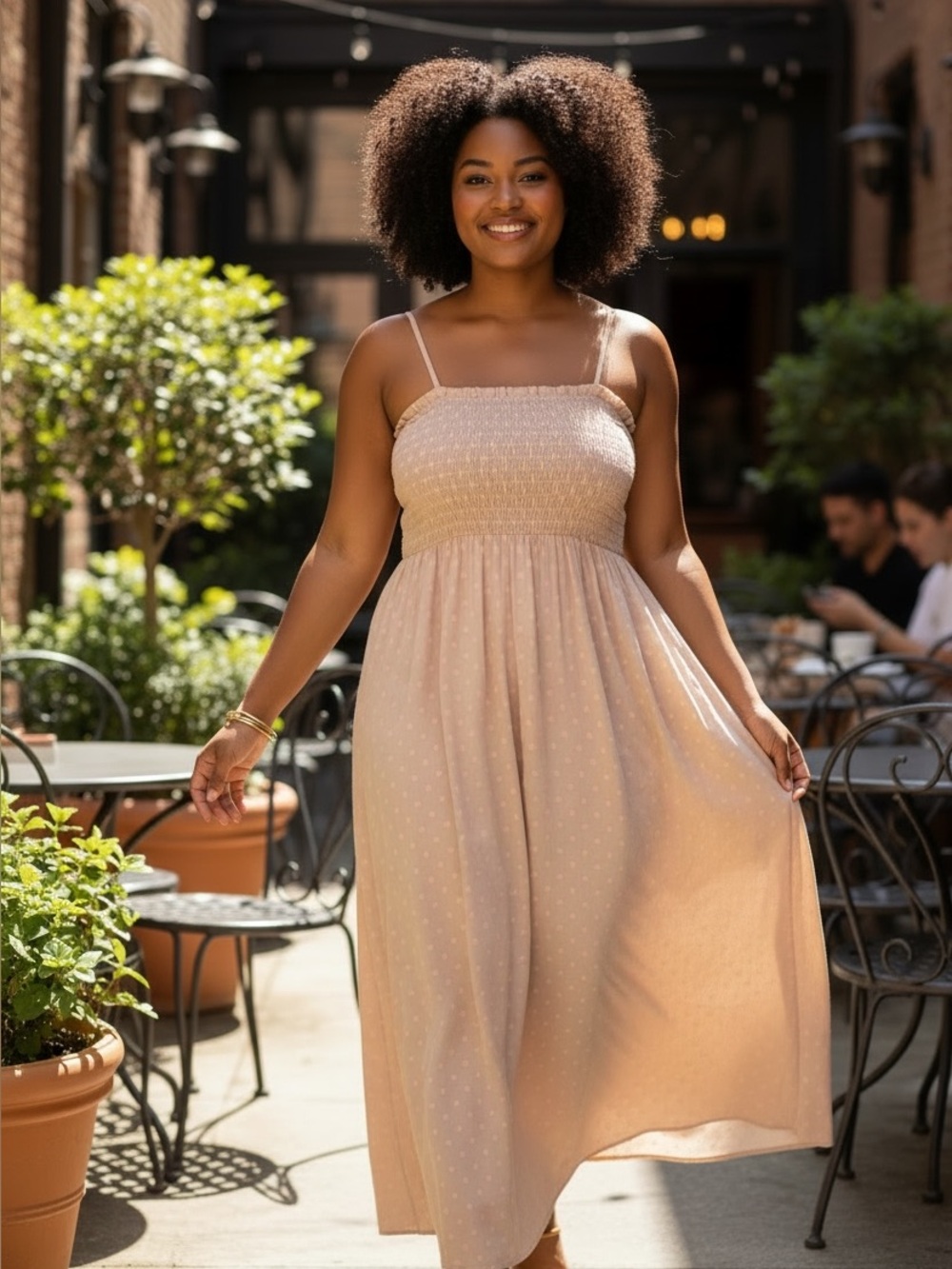 H&M Maxi Dress with Spaghetti Straps Cream size Med. NWT